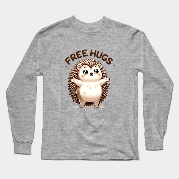 Cuddly Hedgehog: Free Hugs and Smiles for All! Long Sleeve T-Shirt by Ingridpd